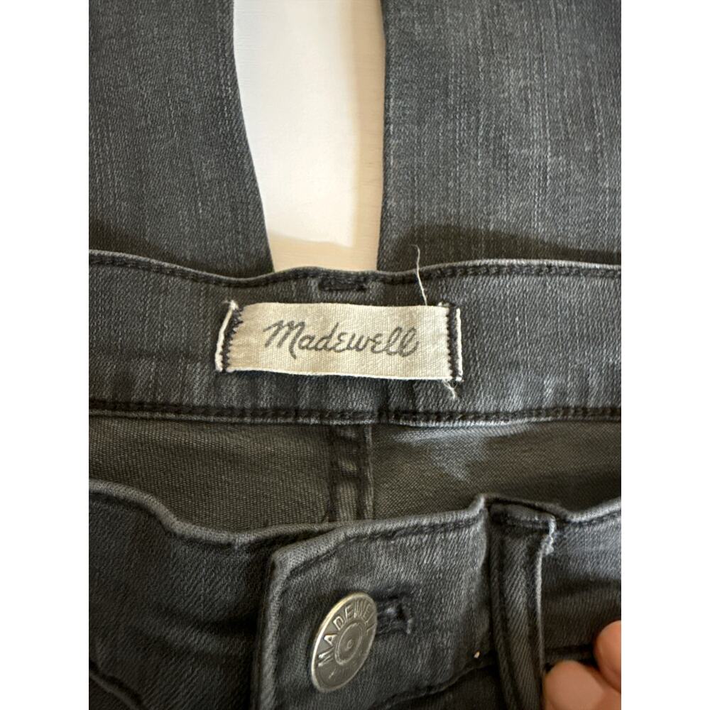 Madewell Cali Demi Boot Jeans Size 31 Black Gray Button Fly Raw Hem EUC - Picture 6 of 9
